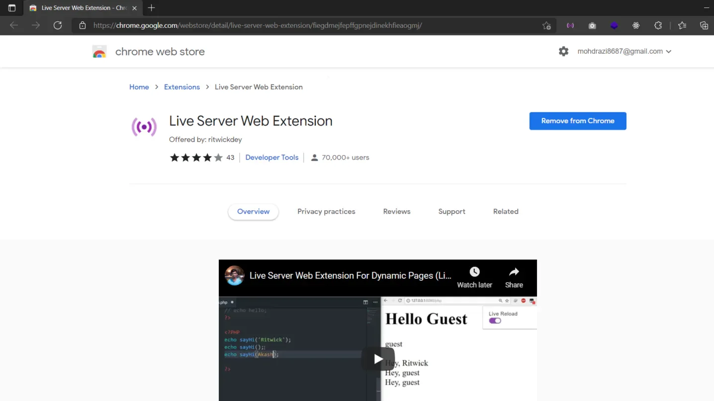 live server chrome extension