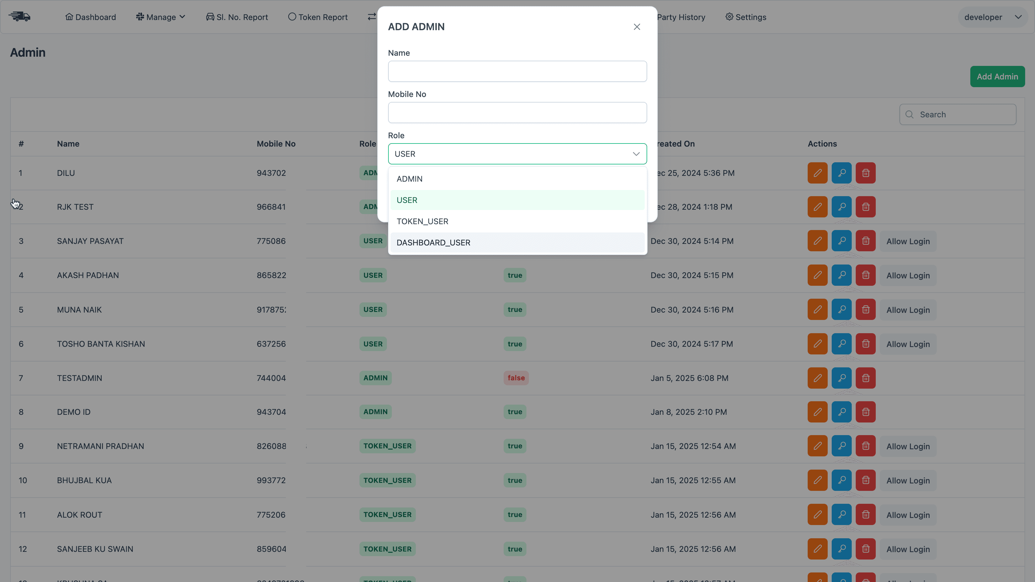 Multiple admin roles
