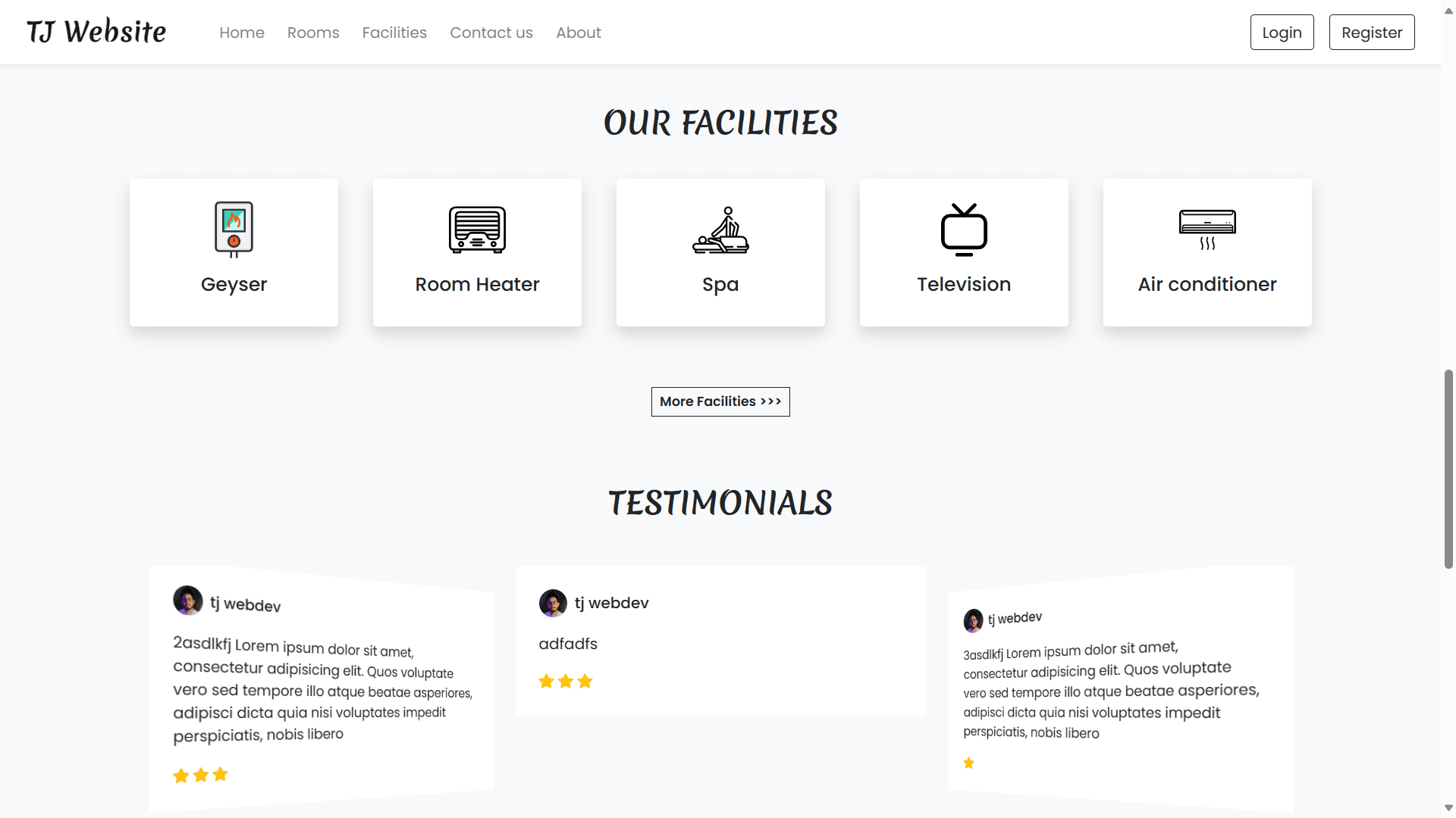 Our facilities & testimonials section
