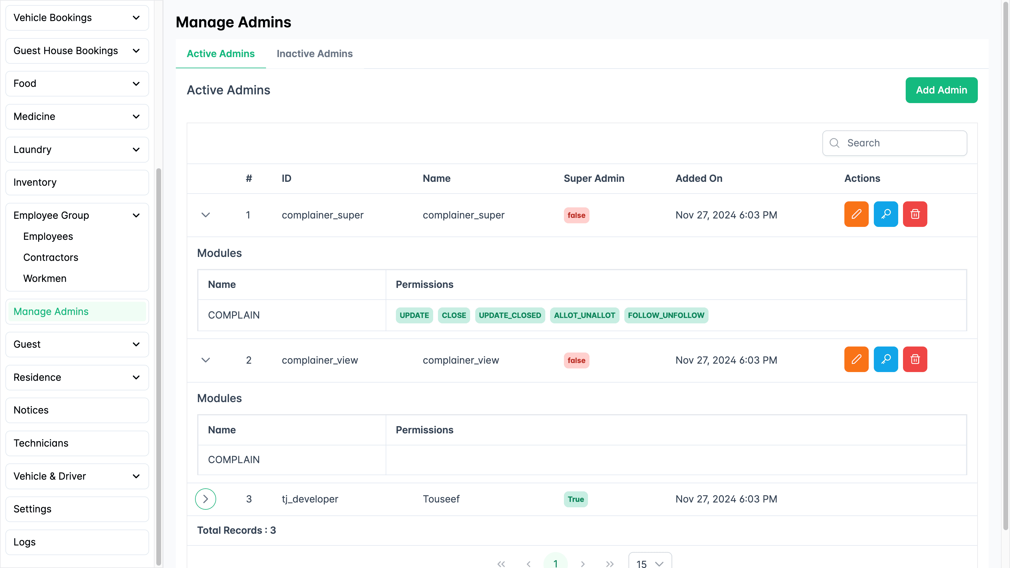 Active admins