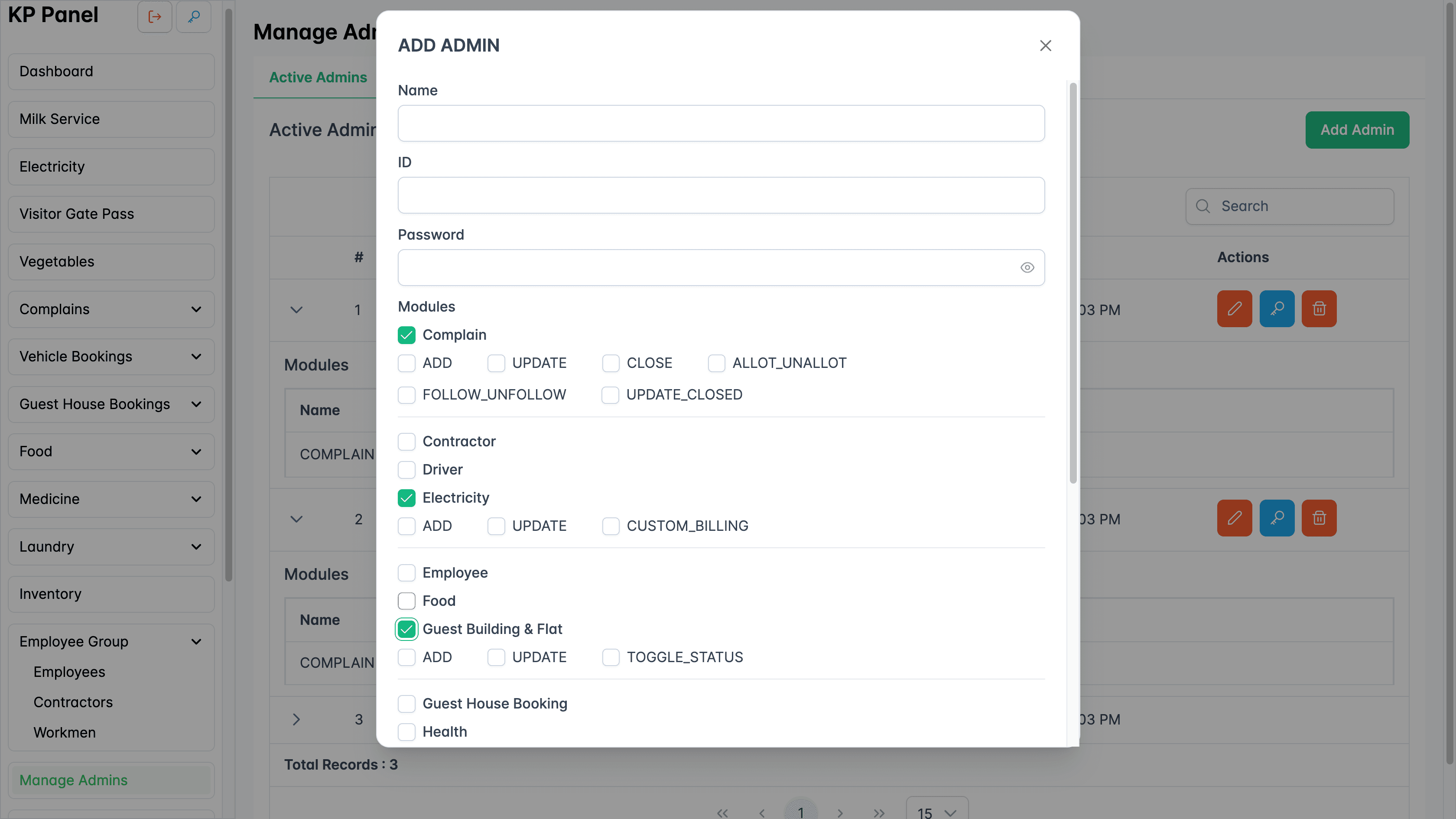 Add admin form
