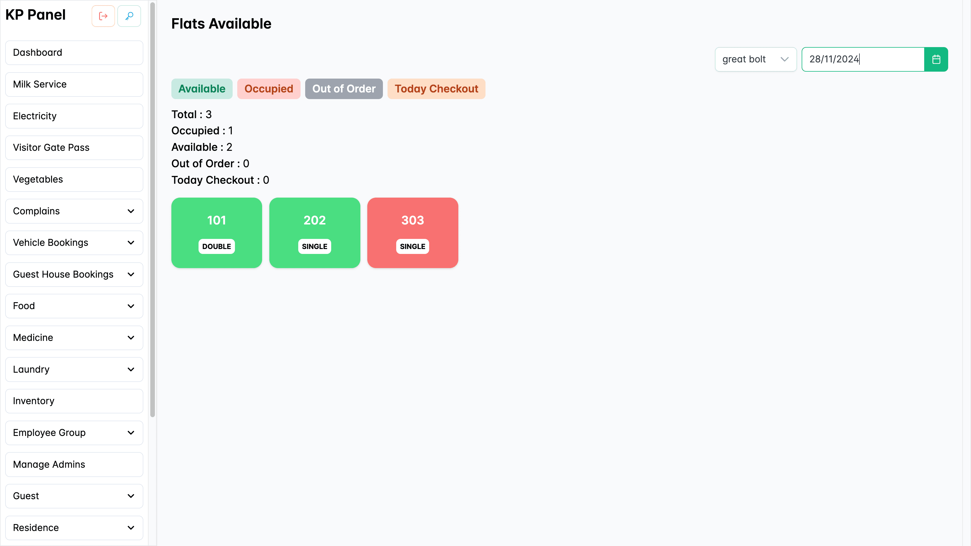 Flat availability page