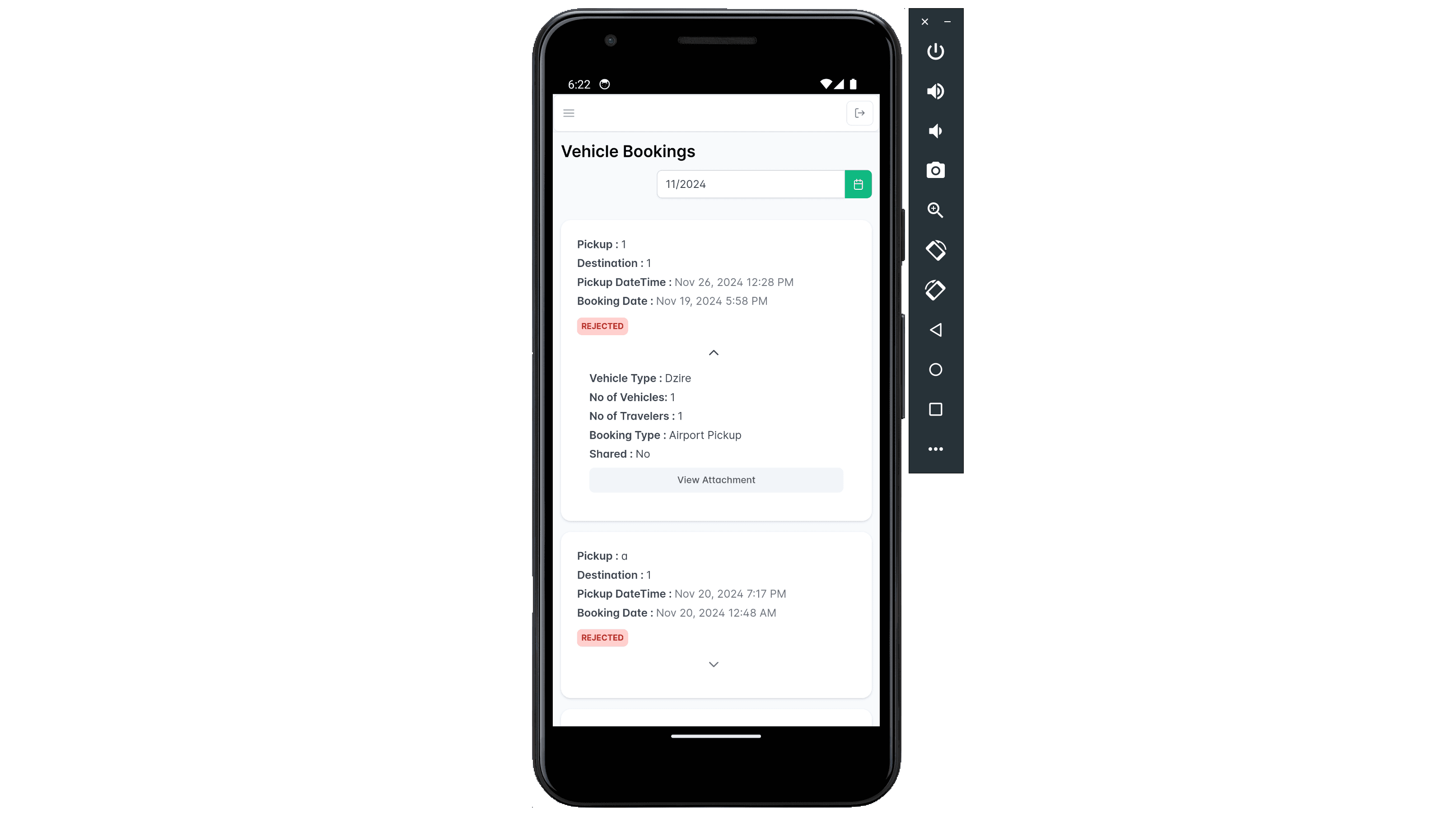 Vehicle booking records